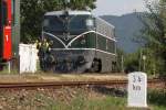 GEG 2050.05 fhrt am 31.August 2013 im Bf. Emmersdorf an der Donau an den NVOG R 16951.