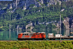 seit langem lässt sich wieder mal die 2143 025-2 blicken..Hier bei der Vorüberfahrt mit einem Sersa Bauzug in Mühlehorn.bild vom 6.6.2016