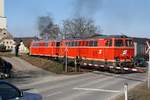 NLB - Tandem 2143 070-7 und 2143.56 am 25.Februar 2018 in Wetzleinsdorf.