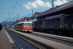 Der Uerdinger Schienenbus der Montafonerbahn im Bahnhof Bludenz am 19.07.1972.