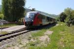 Der Bahnhof Oberpiesting im malerischen Piestingtal an der Gutensteinerbahn, Mai 2011