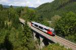 5022 057 als R/REX 2714 (Fehring - Wr.Neustadt Hbf) am Eisteichviadukt bei Aspang, 21.08.2014.