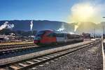 5022 023-3  Hermagor-Pressegger See  fährt als R 4814 (Kötschach-Mauthen - Villach Hbf) aus dem Bahnhof Hermagor aus.
Aufgenommen am 8.12.2016.