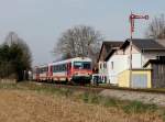 Der 5047 093, der 5047 073 und der 5047 097 als R am 21.03.2014 unterwegs bei Mauerkirchen.