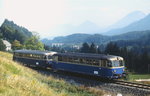 Am 09.09.1981 fährt eine 5081-Garnitur von Klagenfurt kommend in den Bahnhof Rosenbach ein.