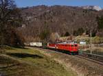 Die 1010 002 und die 1110 015 mit einem Umgeleiteten KLV am 25.03.2018 unterwegs bei Reichraming.