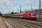 Am 25.08.2015 bespannte 1016 045 zusammen mit 1116 197, welche am Zuschluss lief, den EC 113 (Frankfurt (Main) Hbf - Klagenfurt Hbf), als sie durch München Heimeranplatz in Richtung Ostbahnhof