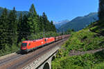 1016 004 + 1216 024 mit einem Erzzug am 03.08.2013 bei Angertal.