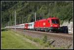 1016 003 mit EC163 zwischen Bruck an der Mur und Pernegg am 7.07.2020.