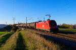 1016 026 ÖBB mit einem Kesselwagenzug bei Markt Bibart Richtung Nürnberg, 05.11.2020