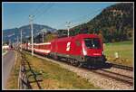 1016 031 mit einer  Rollenden Landstraße  bei Mariahof St.Lamprecht am 9.10.2001.