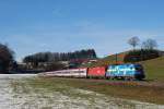 1116 029 (EM - Schweden) und 1016 048 mit OEC 563 vor Traunstein (26.01.2008)