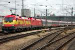 16.06.2008, 13:36 Uhr, Gleis 14, Mnchen Hbf:  fast  pnktlich verlt EC 115 Mnchen - Klagenfurt die bayrische Landeshauptstadt.