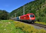 1016 028 + 470 003 mit OIC 531 am 08.09.2012 unterwegs bei Sachsenburg.