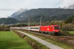 1016 013 mit OIC 865 am 03.11.2012 im Inntal bei Terfens.