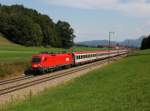 Die 1016 010 mit einem OIC am 24.08.2013 unterwegs bei Stra.