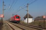 1016 050 mit der Nebenfahrt von Nickelsdorf (Nif) nach Staatsgrenze nächst Nickelsdorf; am 12.03.2014