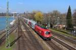 1016 047 mit dem REX 5586 aus Bludenz (B) bei der Einfahrt in den Endbahnhof Lindau Hauptbahnhof (L); am 28.03.2014