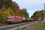 1016 034 mit einem Kesselzug am 22.10.2013 in Aßling(Oberbay).