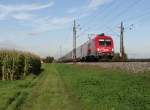 1016 048 zu sehen mit einem EC am 26.09.14 in Neu-Ulm.