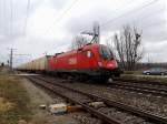 1016 040-0 braust mit einem Innofreight-Containerzug bei Bruck/Leitha in Richtung Wien; 160301