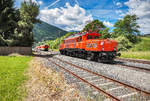 1020 018-6 beim Stürzen des SR 14659 im Bahnhof Abfaltersbach.