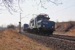 Ein lachendes und ein weinendes Auge: 1020 041-8 auf ihrer vermutlich letzten Fahrt auf der KBS 613. Am 15.03.2012 fhrte ihr Weg von Lauffach in Richtung Bremerhaven. Aufgenommen kurz hinter Eschwege West.