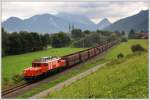 1020.37 mit dem 17256, den sie am 11.8.2012 von Linz Stahlwerke bis Bischofshofen bespannte, mit Blick auf Admont.