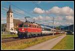 1042 023 fährt am 26.09.2004 mit EC668 (Graz - Zürich) bei Kammern durchs Liesingtal.