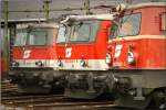 E-Loks 1142 632,1044 044 und 1042 007 stehen am Stern in Knittelfeld.