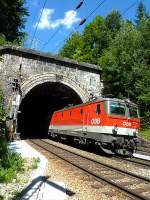 Der BB IC 650 (Graz Hbf - Bruck/Mur - Wien Sdbahnhof) wurde am 24.August 2009 von einem  Staubsauger , nmlich von der 1044 057 bespannt. Diese Aufnahme zeigt die Lok bei der Ausfahrt aus dem IX. Tunnel am Semmering, nmlich beim 239 Meter langen Weinzettel - Feldtunnel, der kurz nach dem Bahnhof Breitenstein am Semmering liegt.