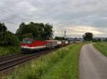 Die 1144 264 am 21.06.2011 mit einem KLV-Zug unterwegs bei Plling.