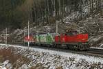 1063 015 + 1016 023 + 1144 018 sind am 23.01.2018 bei Niklasdorf als Lokzug unterwegs.