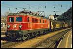 1110 003 mit Güterzug in Bruck an der Mur am 19.03.1999.