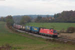 1116 258 der ÖBB mit einem KLV-Zug Richtung Regensburg bei Edlhausen, 04.11.2016