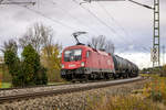 Siemens 1116-140 mit einer Ladung Kesselwagen richtung Stuttgart unterwegs.