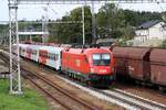 ÖBB 1116 088-6 als letztes Fahrzeug des Os 3803  Vltava Dunaj  (Ceske Budejovice - Linz Hbf.) am 22.September 2018 im Bahnhof Kaplice.