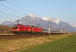 1116 057 und 1116 073 mit dem EC 164 (Graz Hbf-Zürich HB) bei Schlins Beschlimg 30.3.19