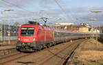 Am 30.01.2020 fährt 1116 175 mit EC 113 durch Stuttgart-Zuffenhausen.