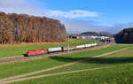 1116 137 mit einem Güterzug am 26.11.2020 bei Axdorf.