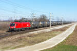 1116 271 mit VTG Ganzzug, unterwegs auf der Ostbahn bei Götzendorf.