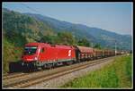 1116 091 mit Güterzug bei Unzmarkt am 13.10.2005.