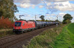 ÖBB 1116 163 für DB Cargo mit einem Kesselzug am 16.10.2022 in Engelswacht aufgenommen.