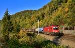 1116 042 mit einem Güterzug am 07.10.2022 bei Ingling.