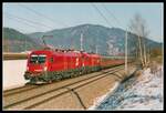 1116 078 + 1116 099 mit IC537 bei Niklasdorf am 9.02.2003.