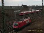 Eine RB aus Halle/Saale Hbf erreicht am 04.03.08 den Bahnhof Bitterfeld.