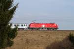 1116 075 (EM - Schweiz) mit REX 3025 bei Pndorf (28.02.2008)