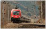 1116 129 an der Spitze dieses Erzzuges am 5.4.2008 aufgenommen in Mautern in der Obersteiermark.