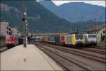 Eine kleine Paarade in Kufstein (v.l.n.r.) 1116 194 mit dem OEC 561  Europischer Computer Fhrerschein  , E189 912RT und 185 537 von TXL.