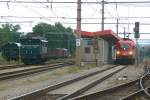 Verschiedene Epochen im Bahnhof Korneuburg.